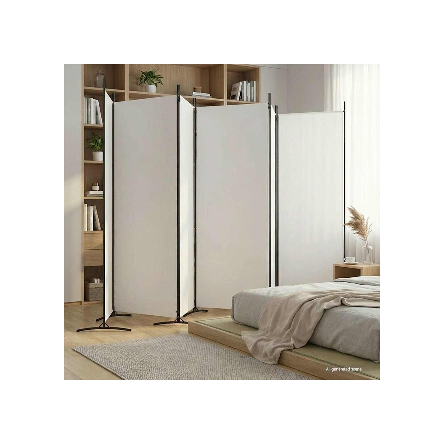 Cloison de séparation 6 panneaux Blanc 520x180 cm Tissu