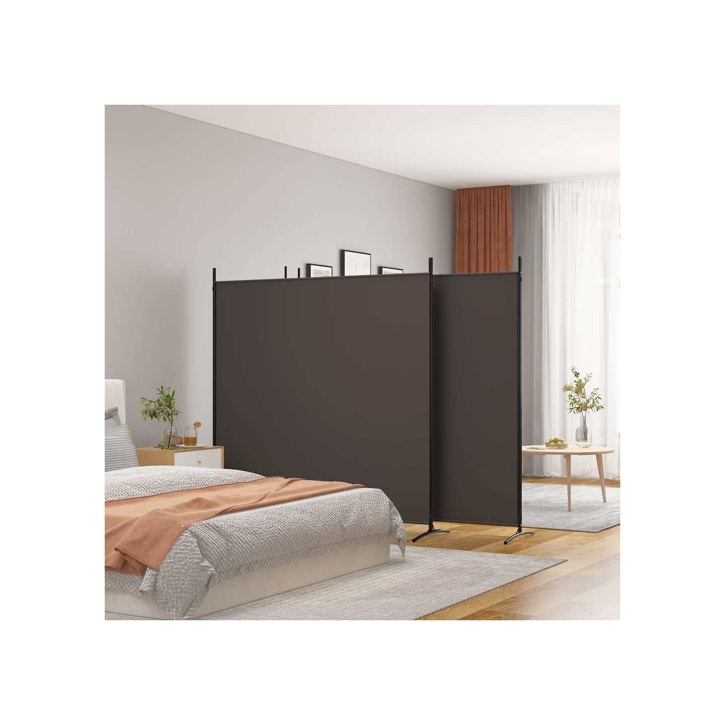 Cloison de séparation 4 panneaux Marron 698x180 cm Tissu