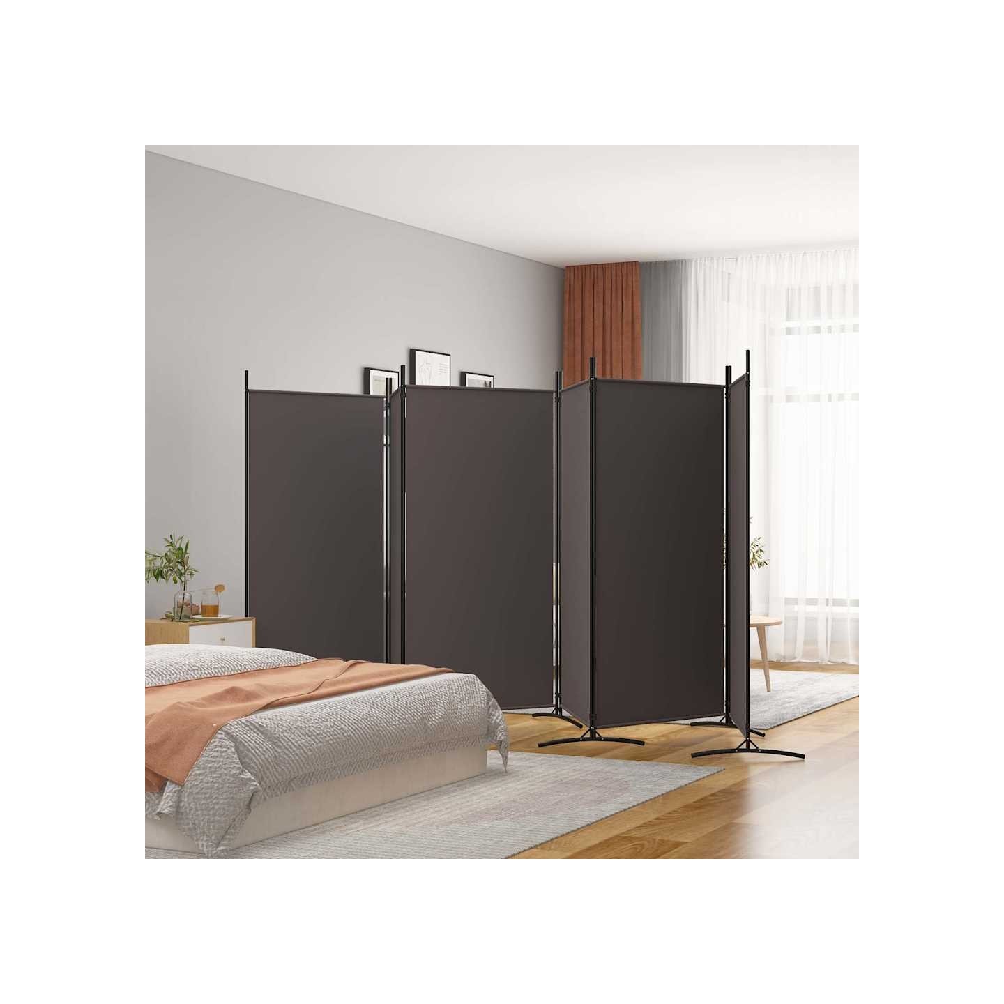 Cloison de séparation 6 panneaux Marron 520x180 cm Tissu