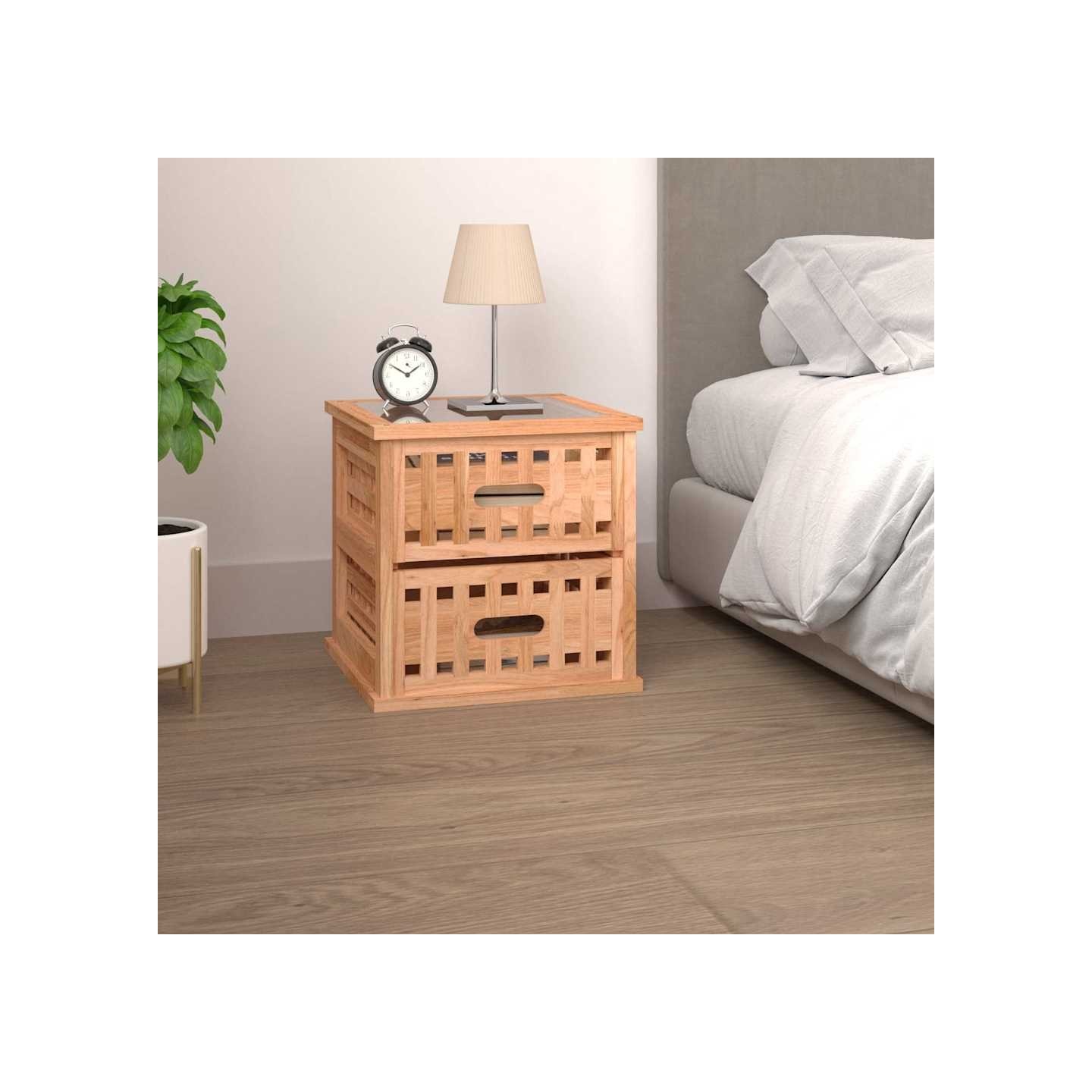 Table de chevet 34x34x34 cm Bois massif de noyer