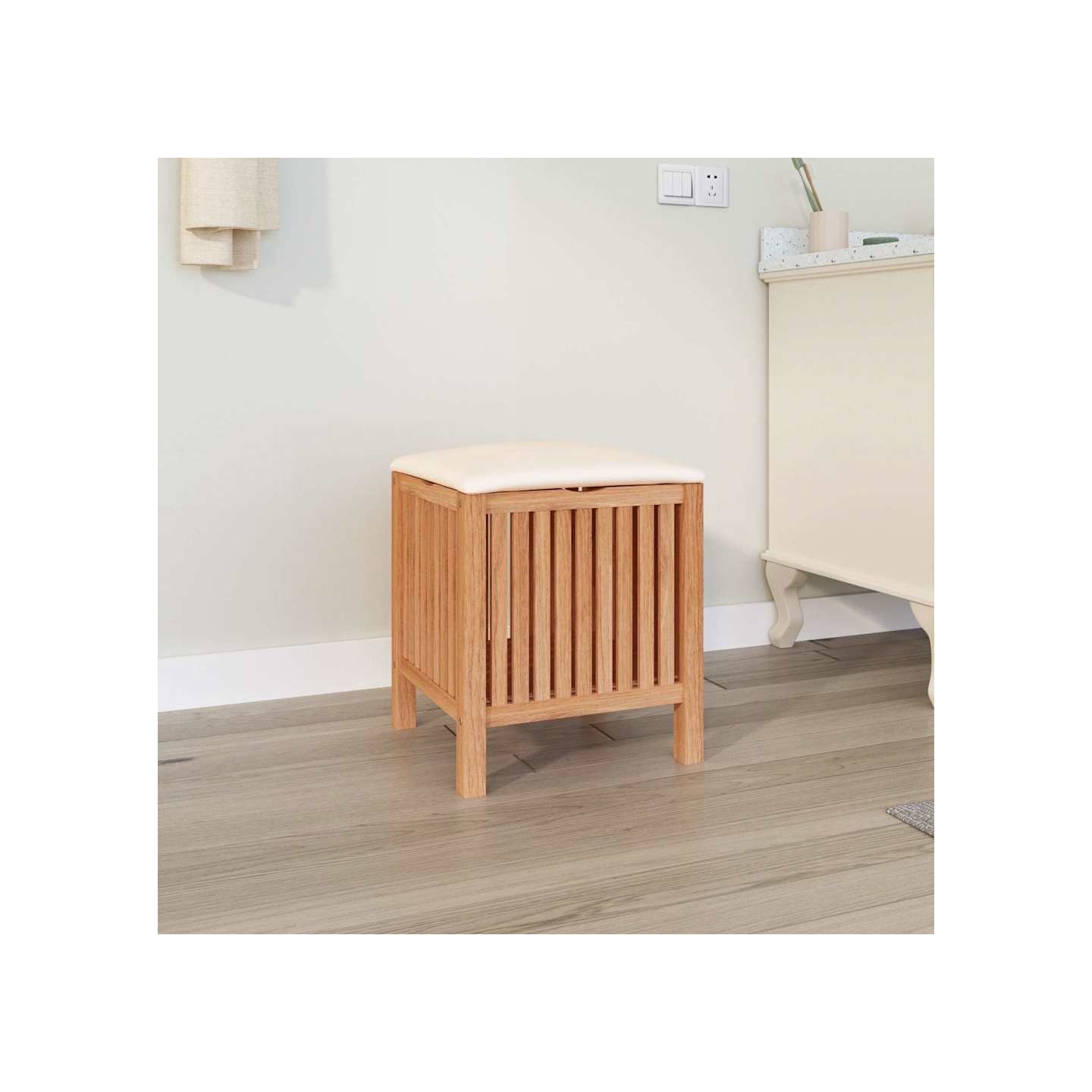 Tabouret de salle de bain 40,5x40x52 cm Bois massif de noyer