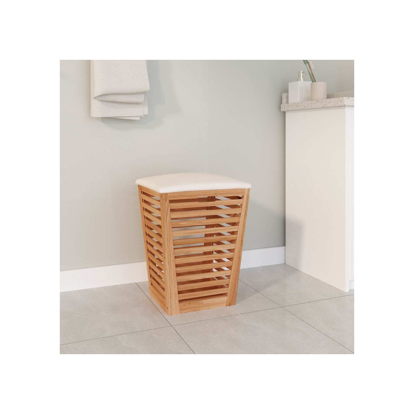 Tabouret de salle de bain 40,5x40,5x56 cm Bois massif de noyer