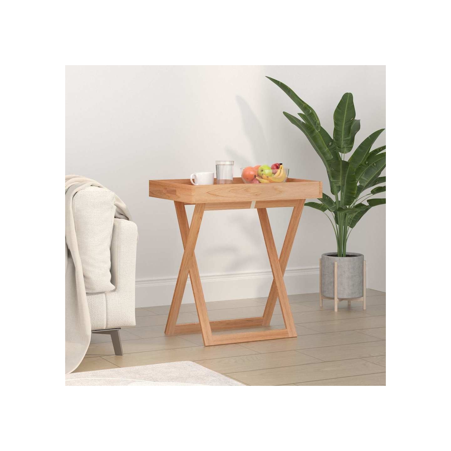 Table à plateau pliante 52x36x56,5 cm Bois massif de noyer