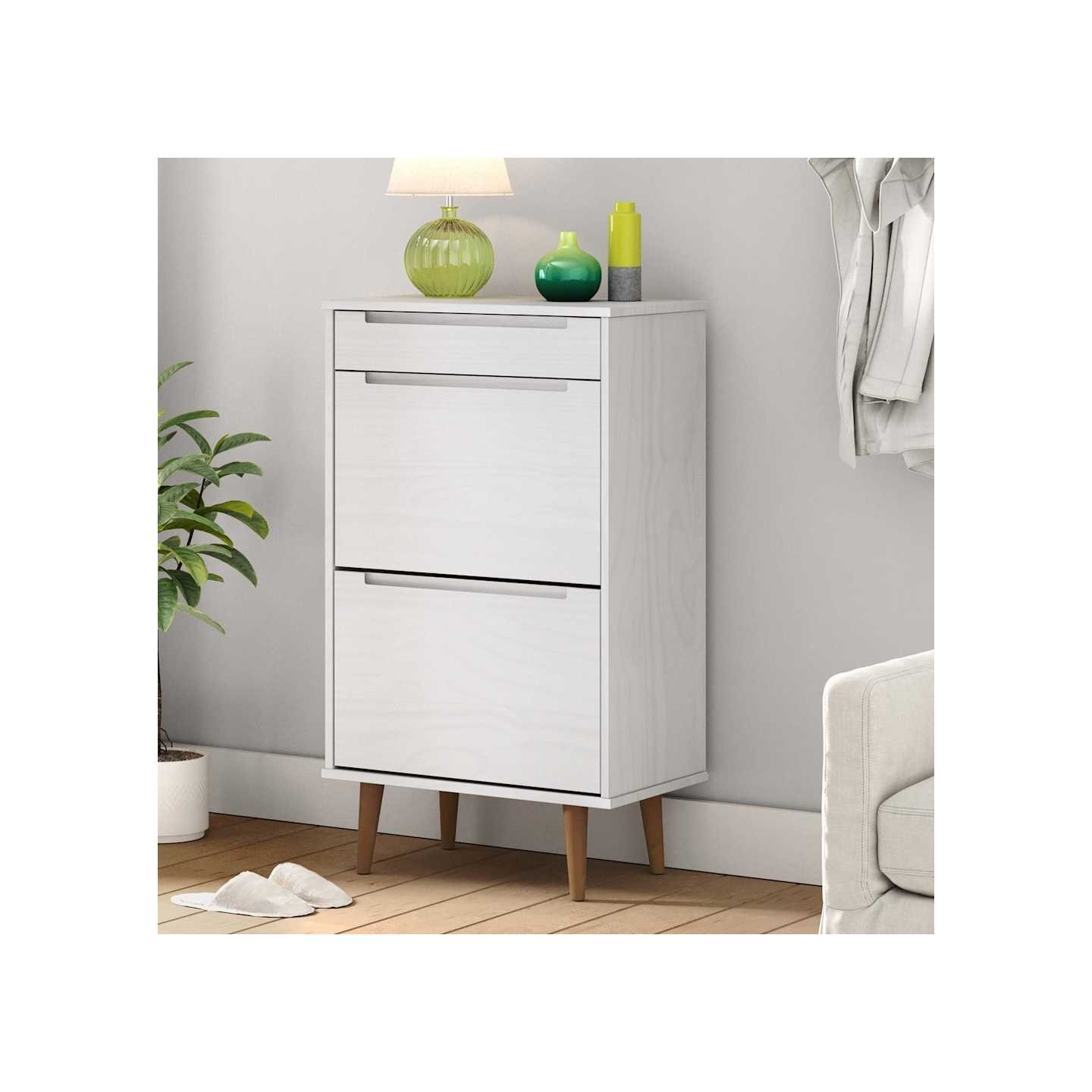 Armoire à chaussures MOLDE Blanc 59,5x35x103 cm Bois de pin