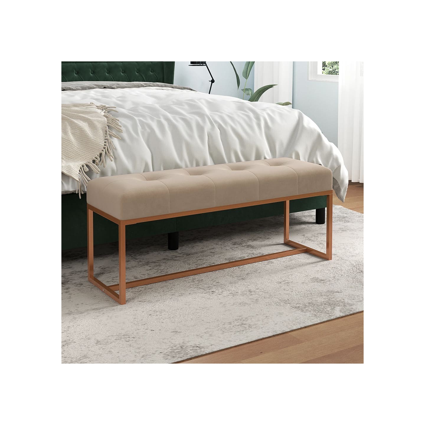 Banc Beige 110x36x45 cm Velours