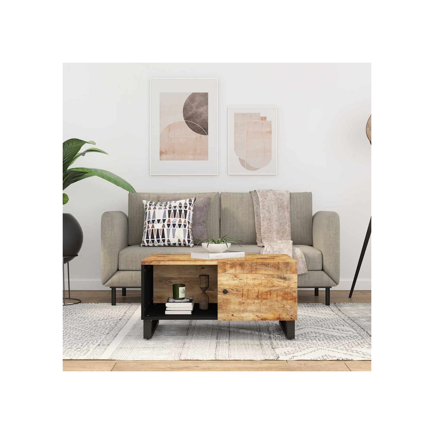 Table basse 80x50x40 cm Bois de manguier solide et d'ingénierie
