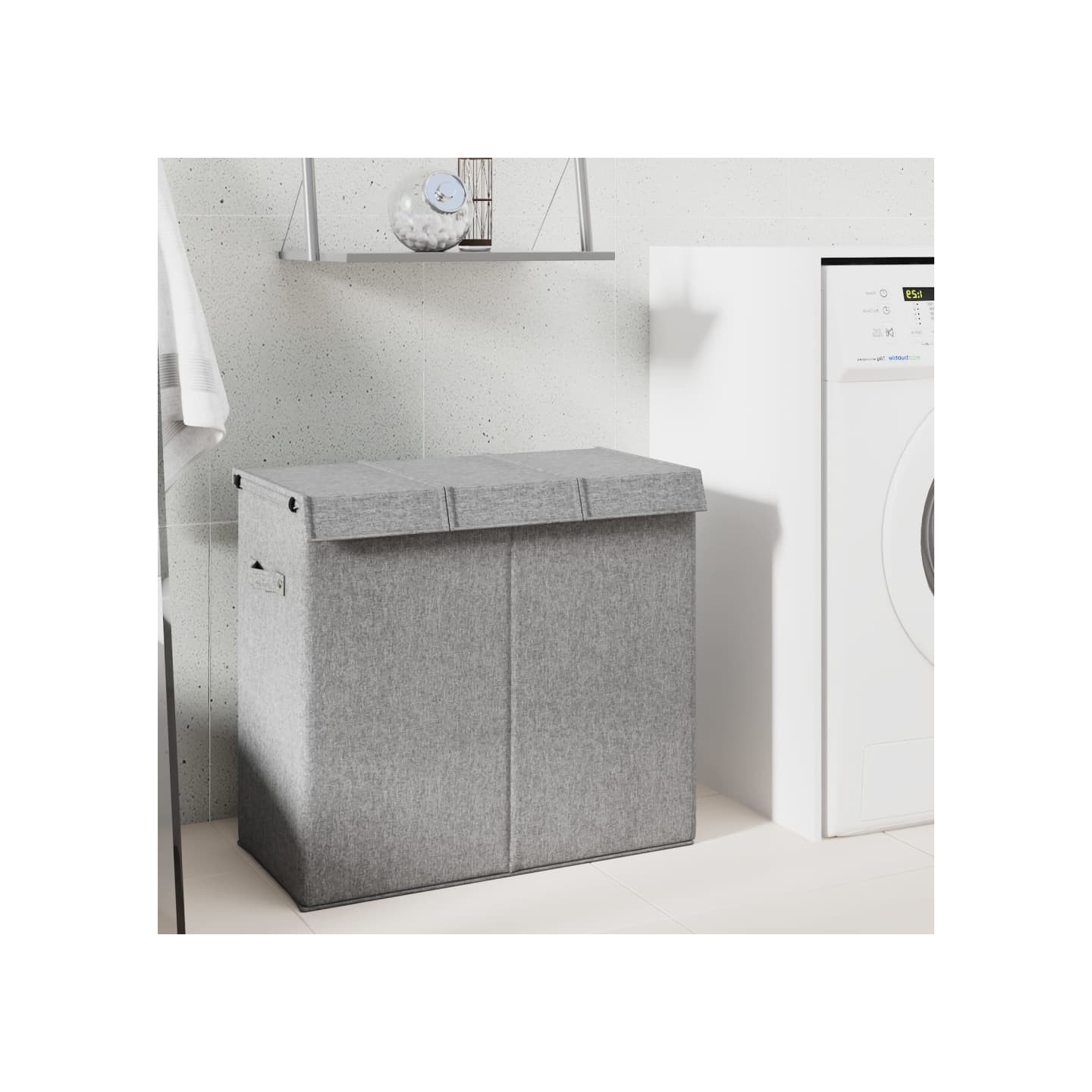 Panier à linge pliable Gris 64,5x34,5x59 cm Tissu en faux lin