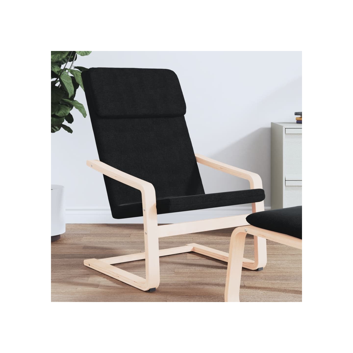 Chaise de relaxation Noir Tissu