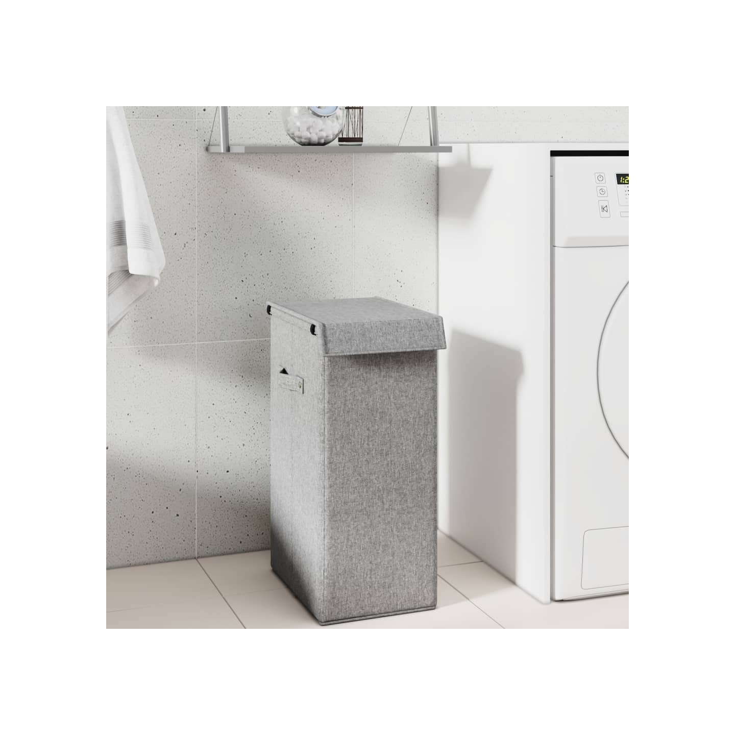 Panier à linge pliable Gris 26x34,5x59,5 cm Tissu en faux lin