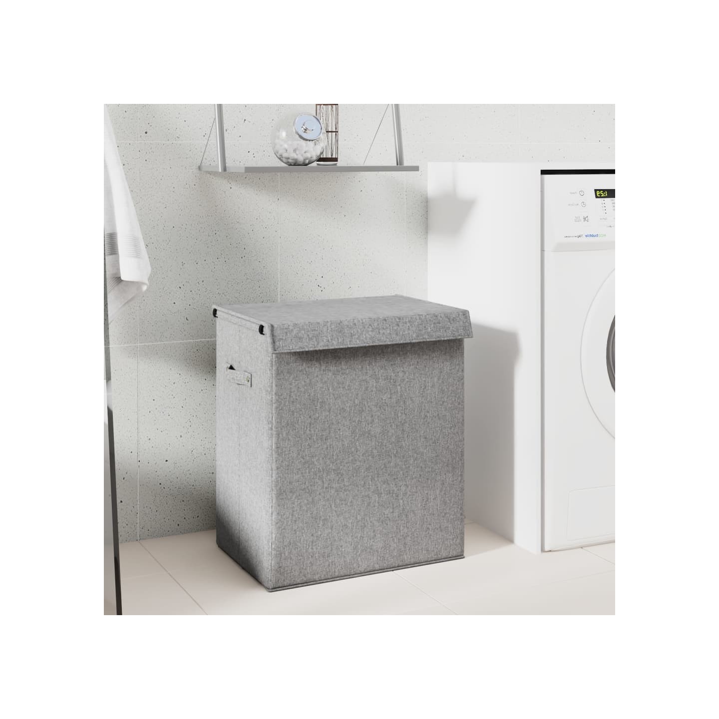 Panier à linge pliable Gris 51x34,5x59 cm Tissu en faux lin