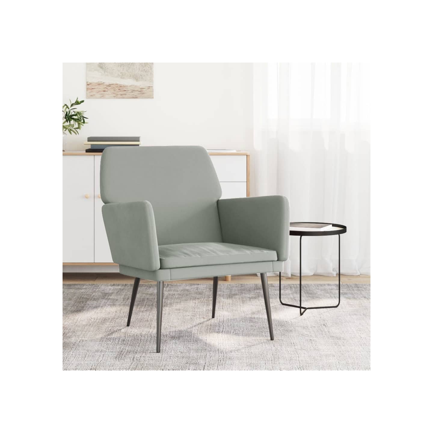 Fauteuil Gris clair 62x79x79 cm Velours