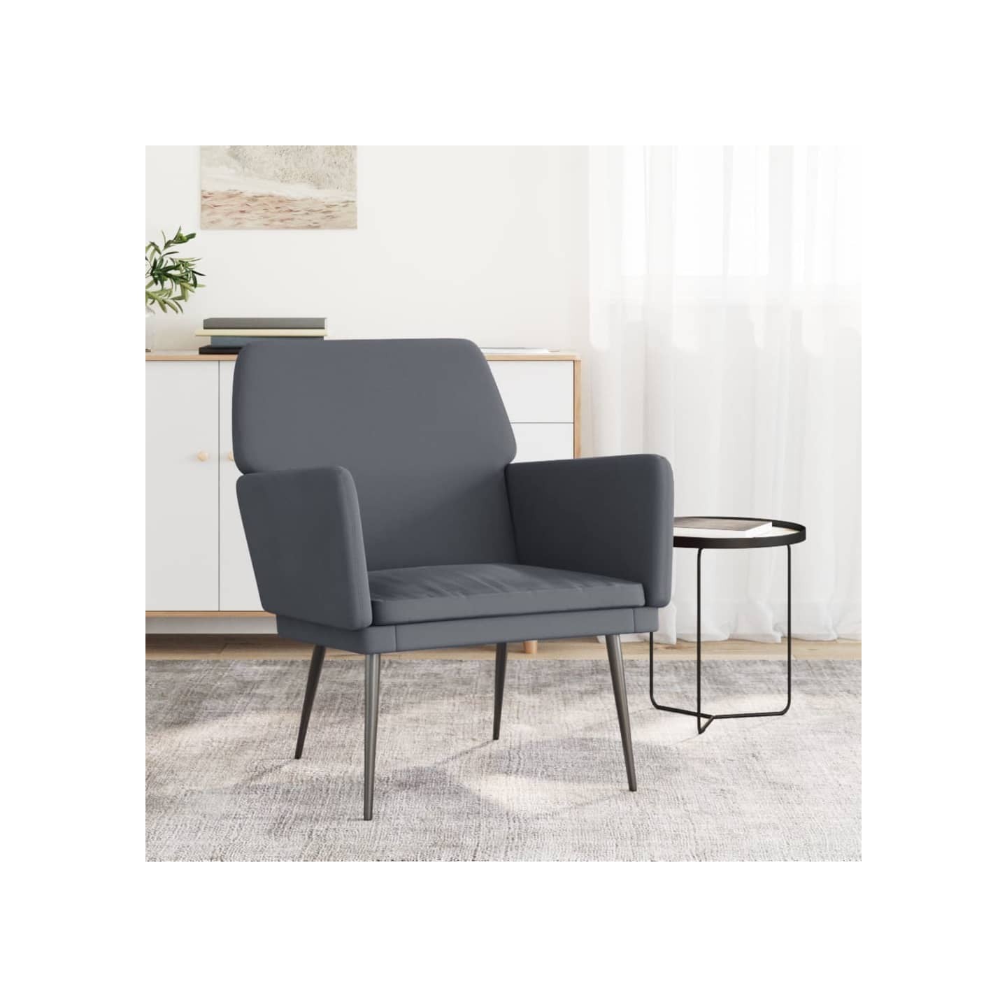 Fauteuil Gris foncé 62x79x79 cm Velours