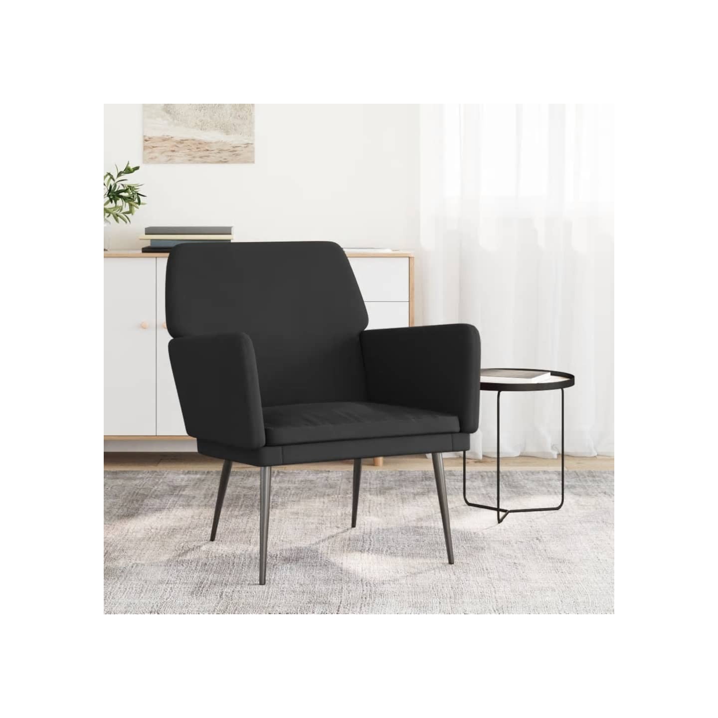 Fauteuil Noir 62x79x79 cm Velours