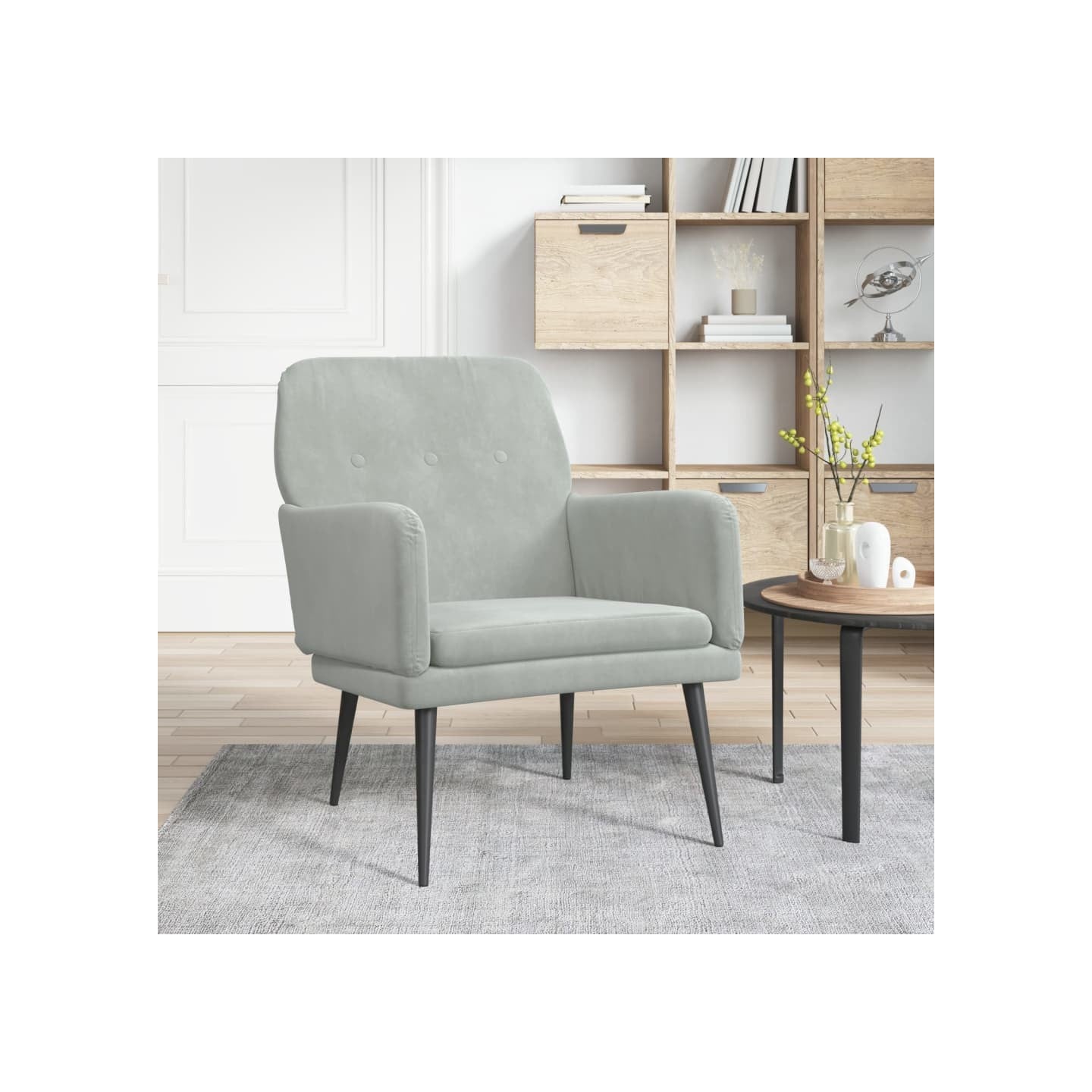 Fauteuil Gris clair 62x79x79 cm Velours