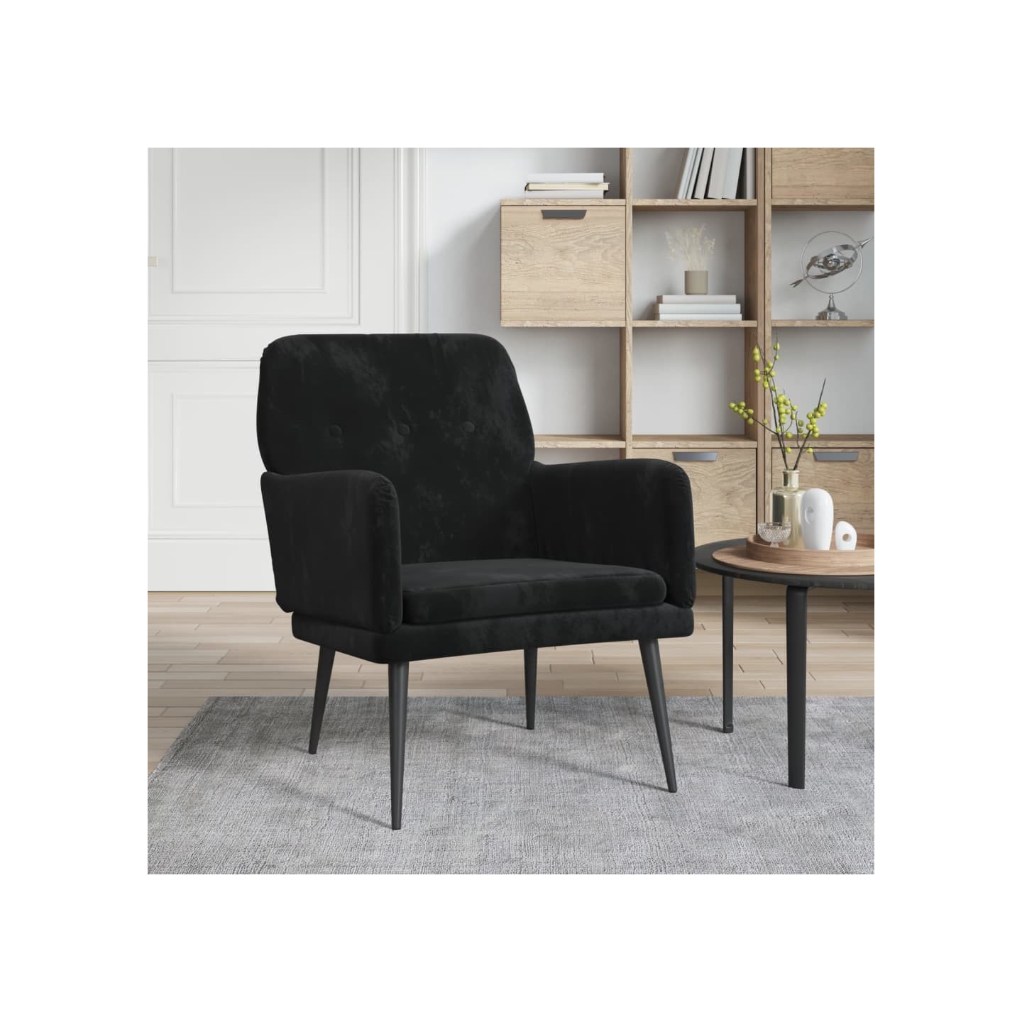 Fauteuil Noir 62x79x79 cm Velours