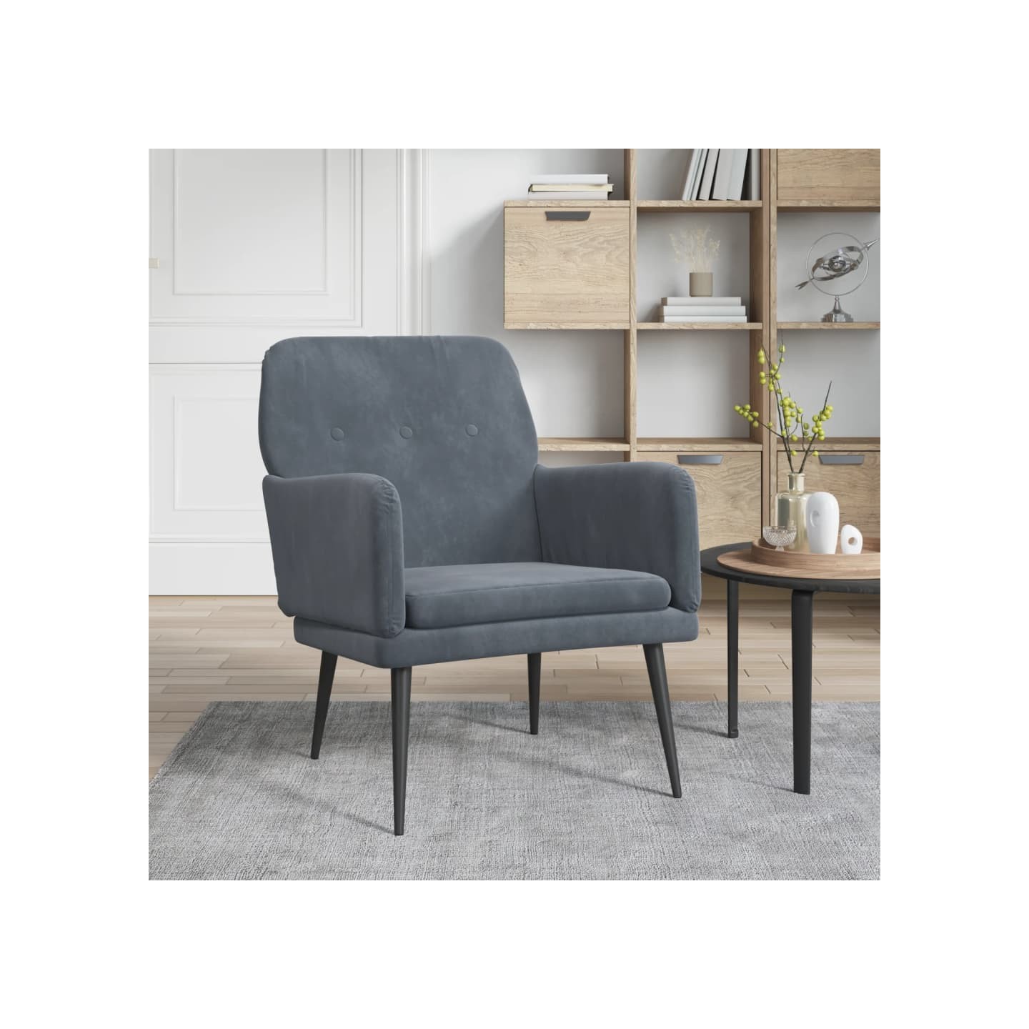 Fauteuil Gris foncé 62x79x79 cm Velours