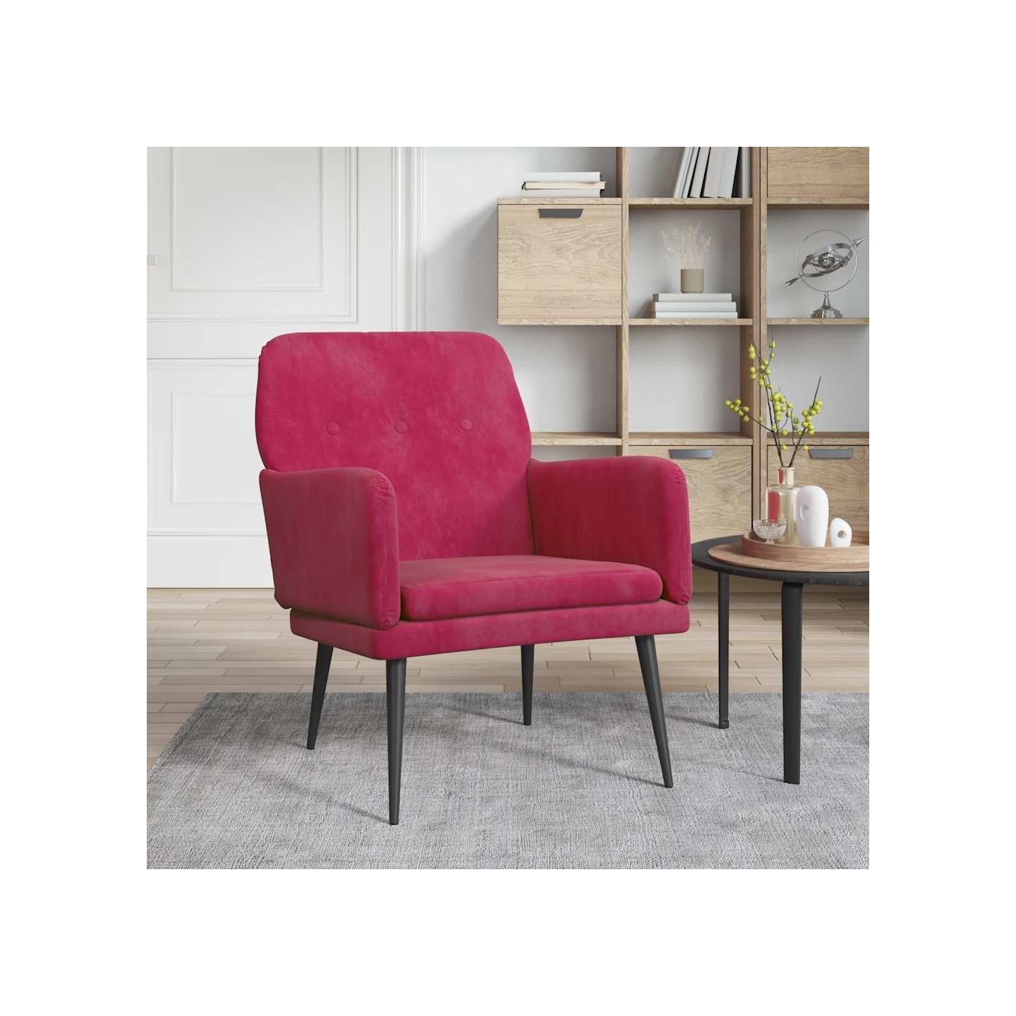 Fauteuil Rouge bordeaux 62x79x79 cm Velours