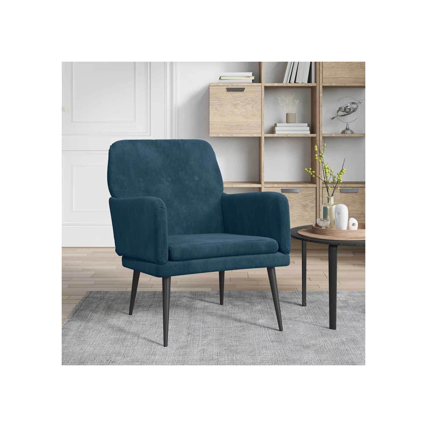 Fauteuil Bleu 62x79x79 cm Velours