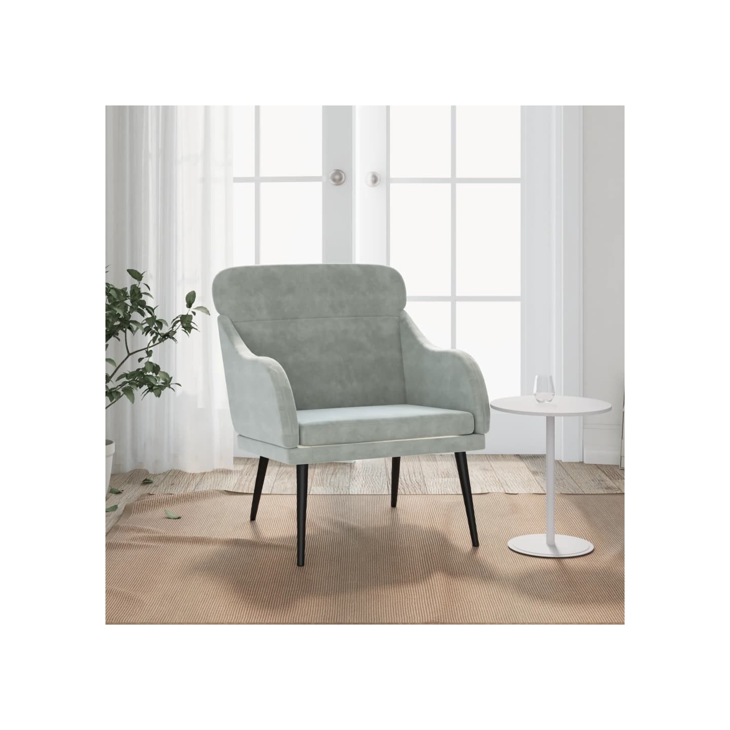 Fauteuil Gris clair 63x76x80 cm Velours
