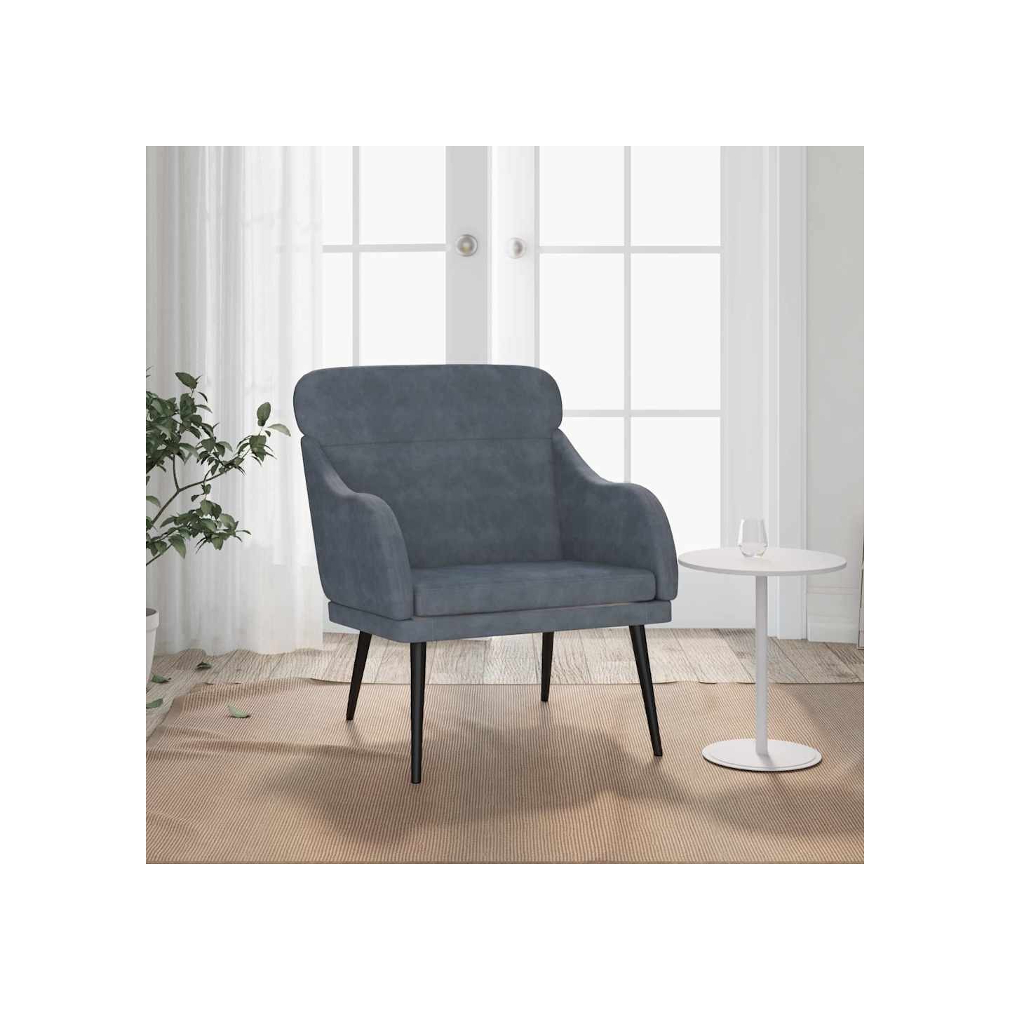 Fauteuil Gris foncé 63x76x80 cm Velours