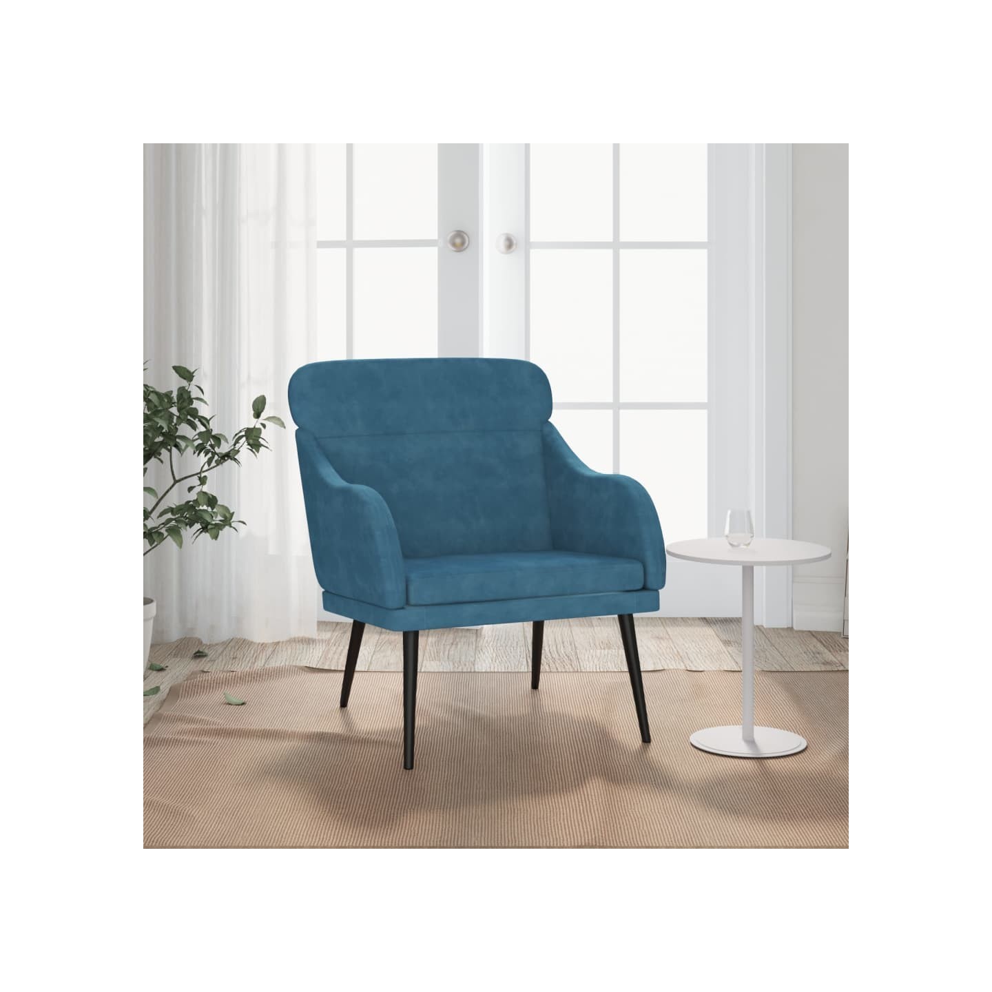 Fauteuil Bleu 63x76x80 cm Velours