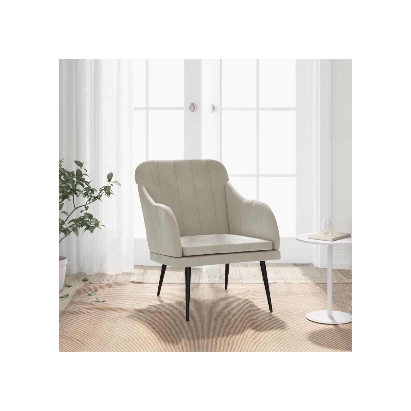 Fauteuil Gris clair 63x76x80 cm Velours