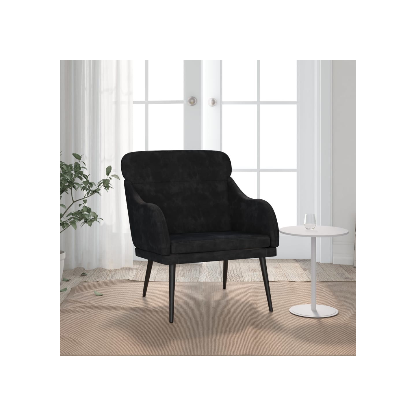 Fauteuil Noir 63x76x80 cm Velours