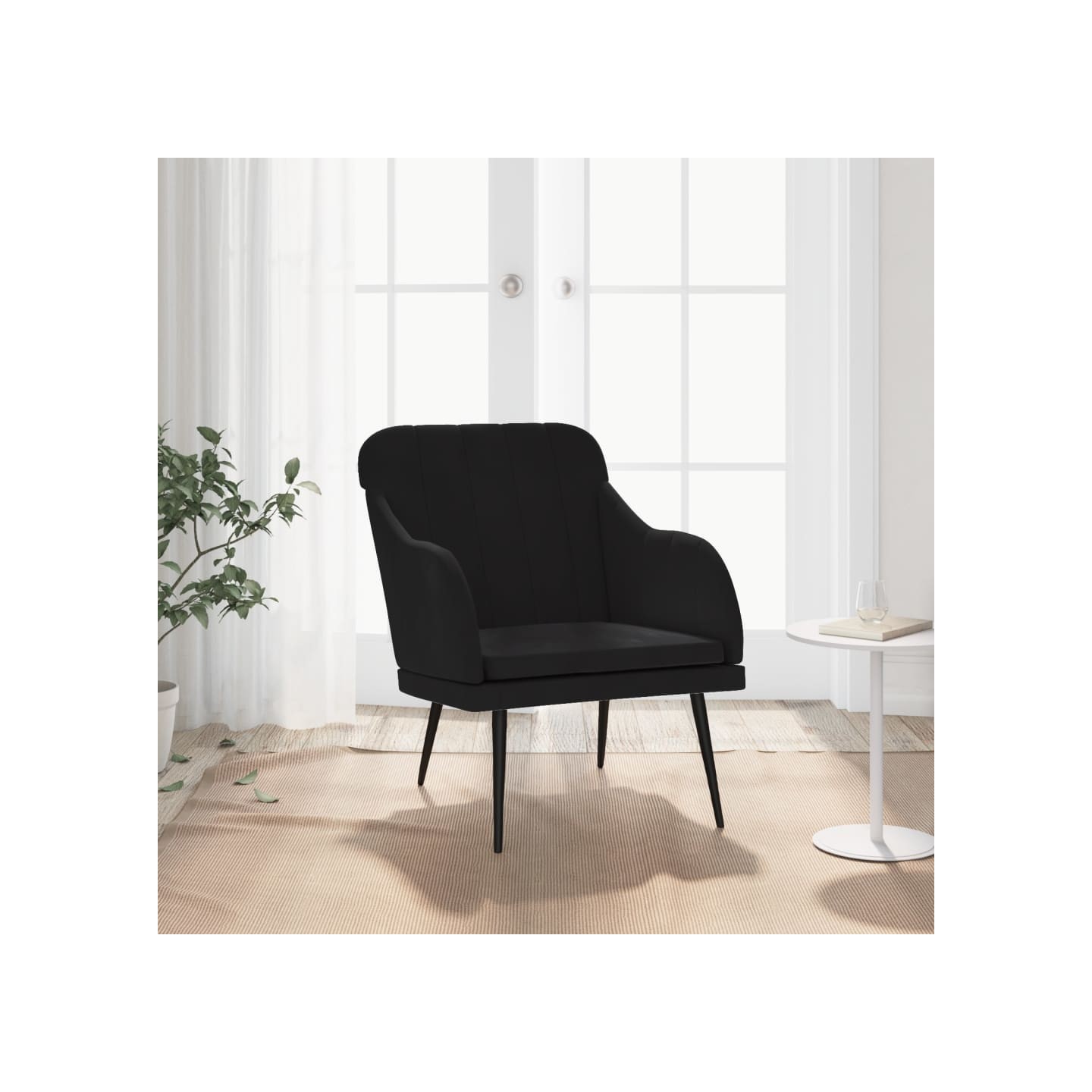 Fauteuil Noir 63x76x80 cm Velours