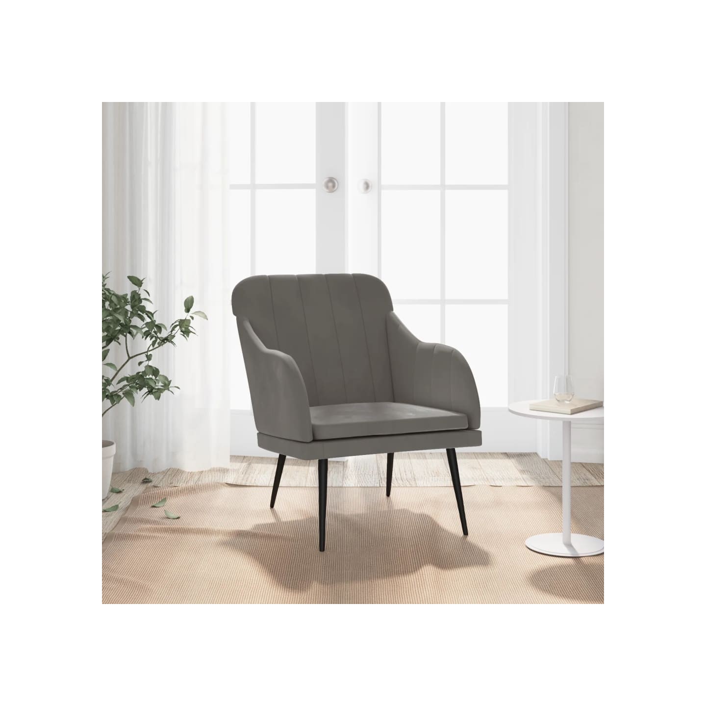 Fauteuil Gris foncé 63x76x80 cm Velours