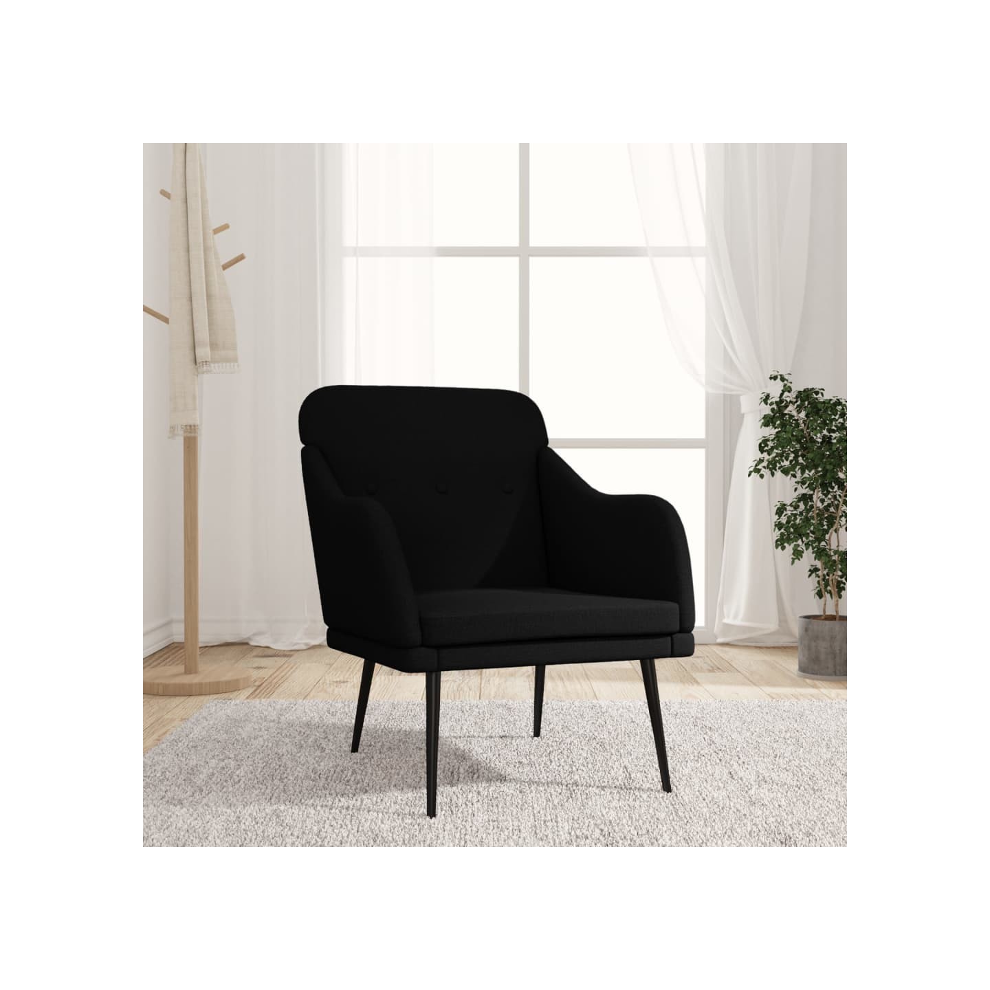 Fauteuil Noir 63x76x80 cm Tissu