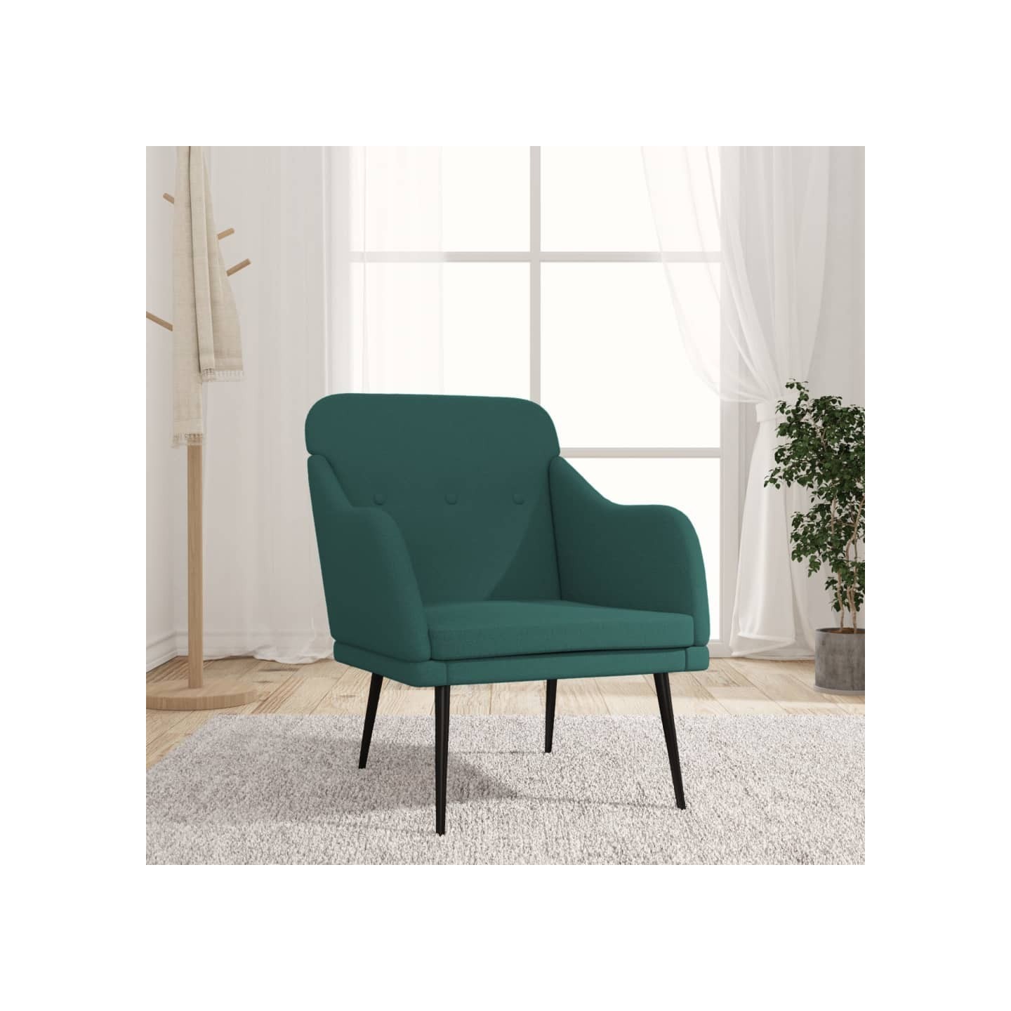 Fauteuil Vert foncé 63x76x80 cm Tissu