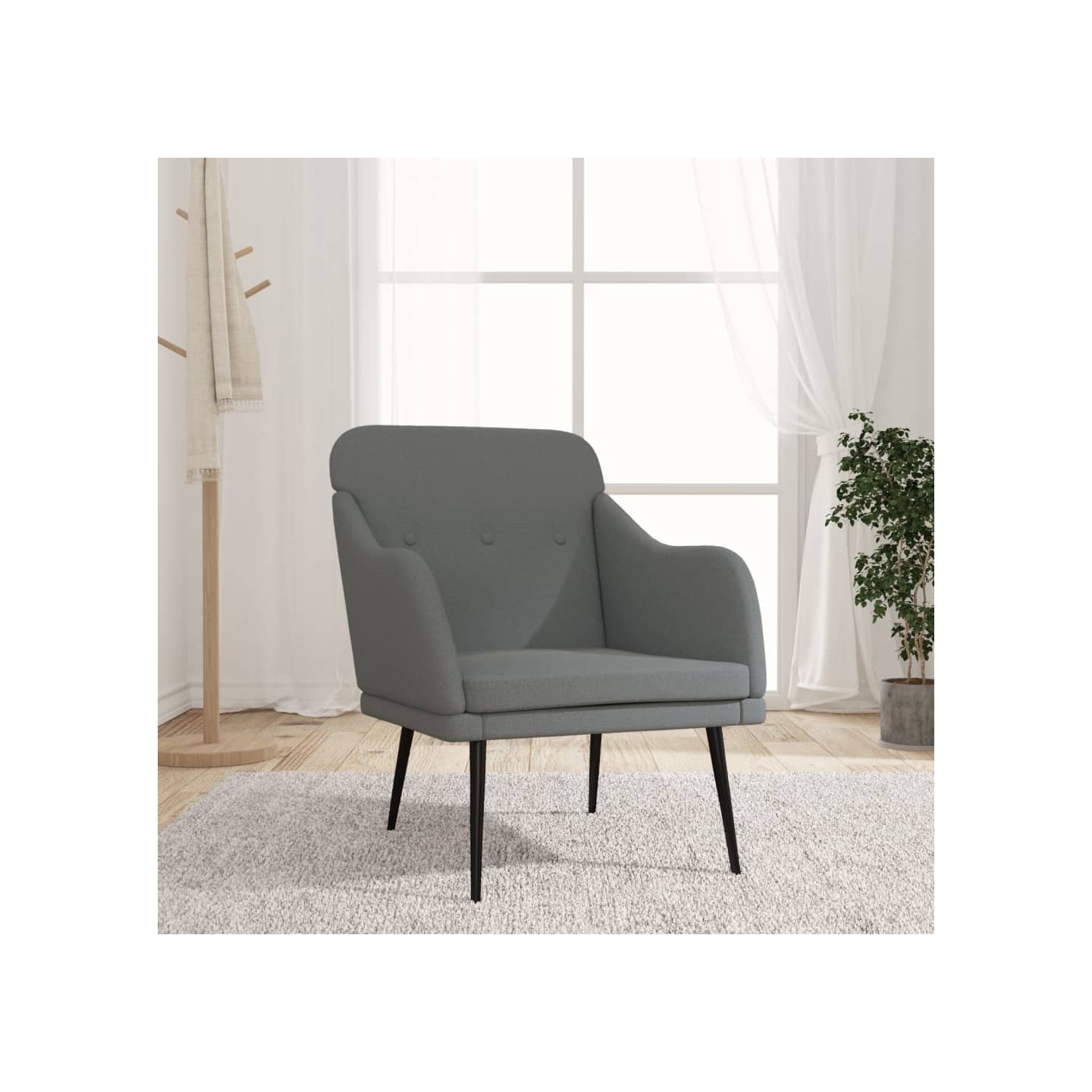 Fauteuil Gris foncé 63x76x80 cm Tissu