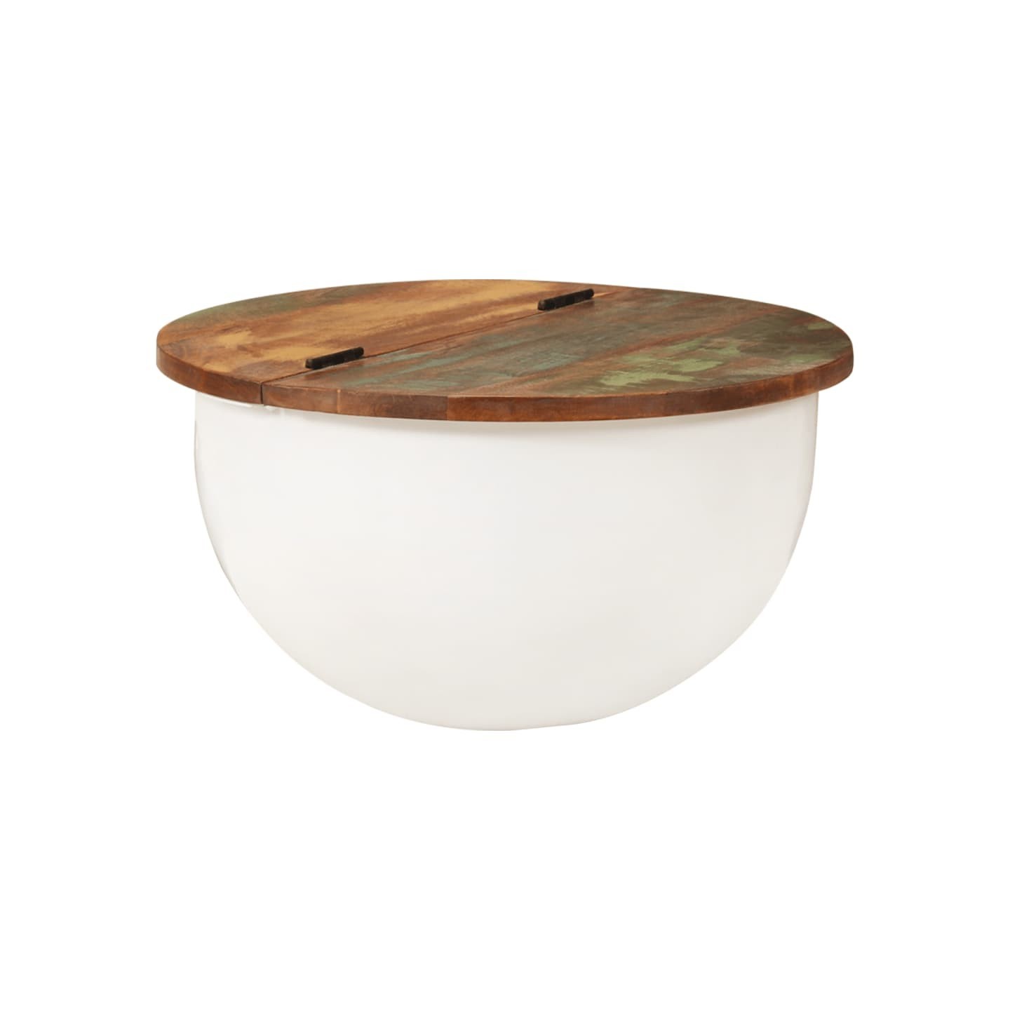 Table basse blanc 50x27 cm bois de récupération massif