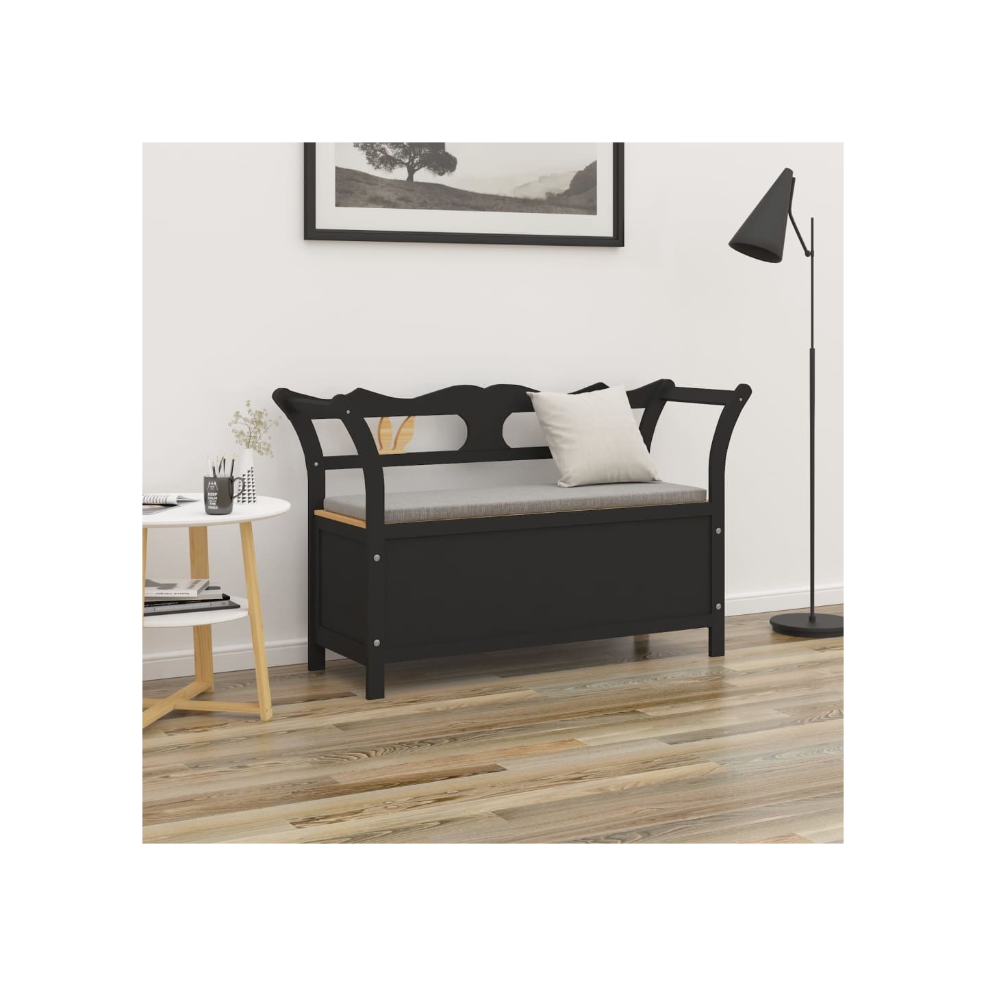 Banc Noir 107x45x75,5 cm Bois de sapin solide