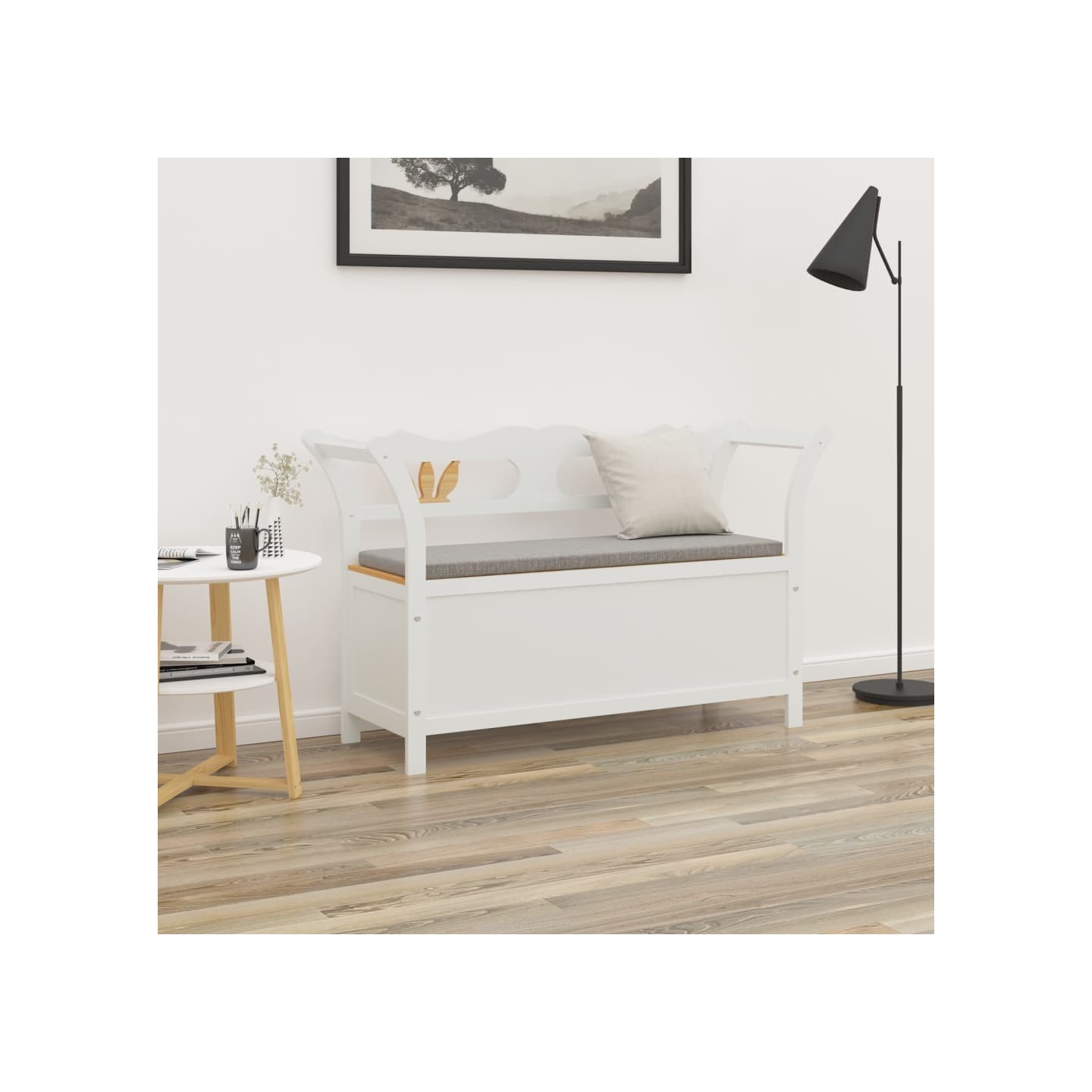 Banc Blanc 107x45x75,5 cm Bois de sapin solide