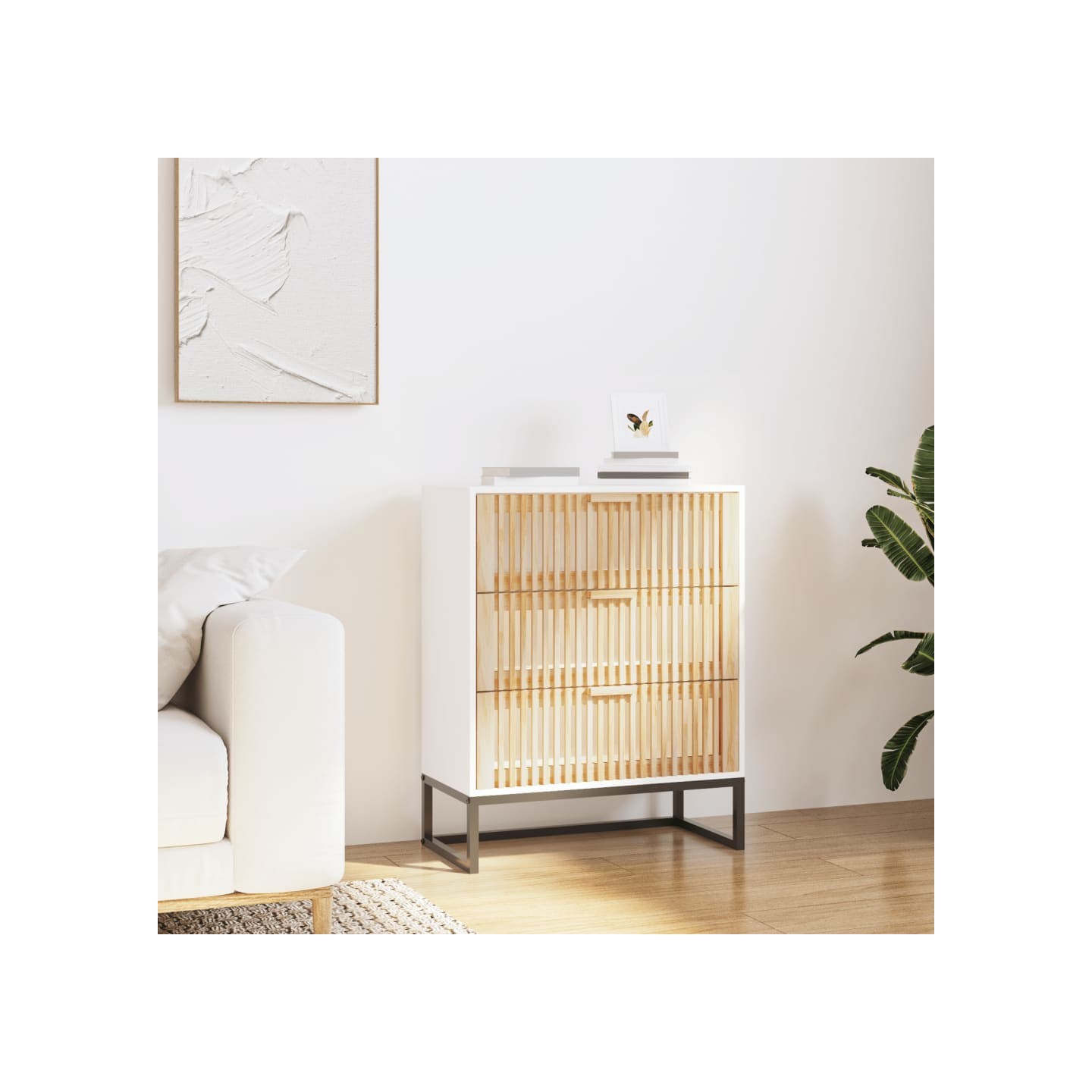 Buffet blanc 60x30x75 cm bois d'ingénierie