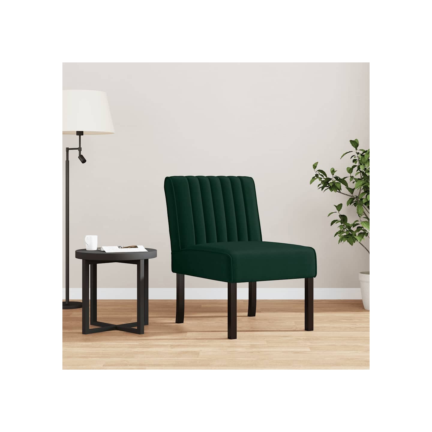 Fauteuil sans accoudoirs vert foncé velours
