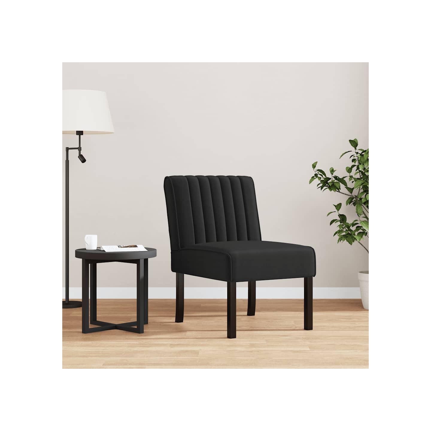 Fauteuil sans accoudoirs noir velours