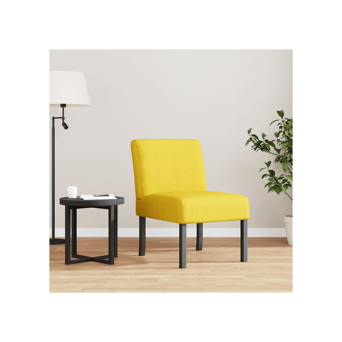 Fauteuil sans accoudoirs jaune clair tissu