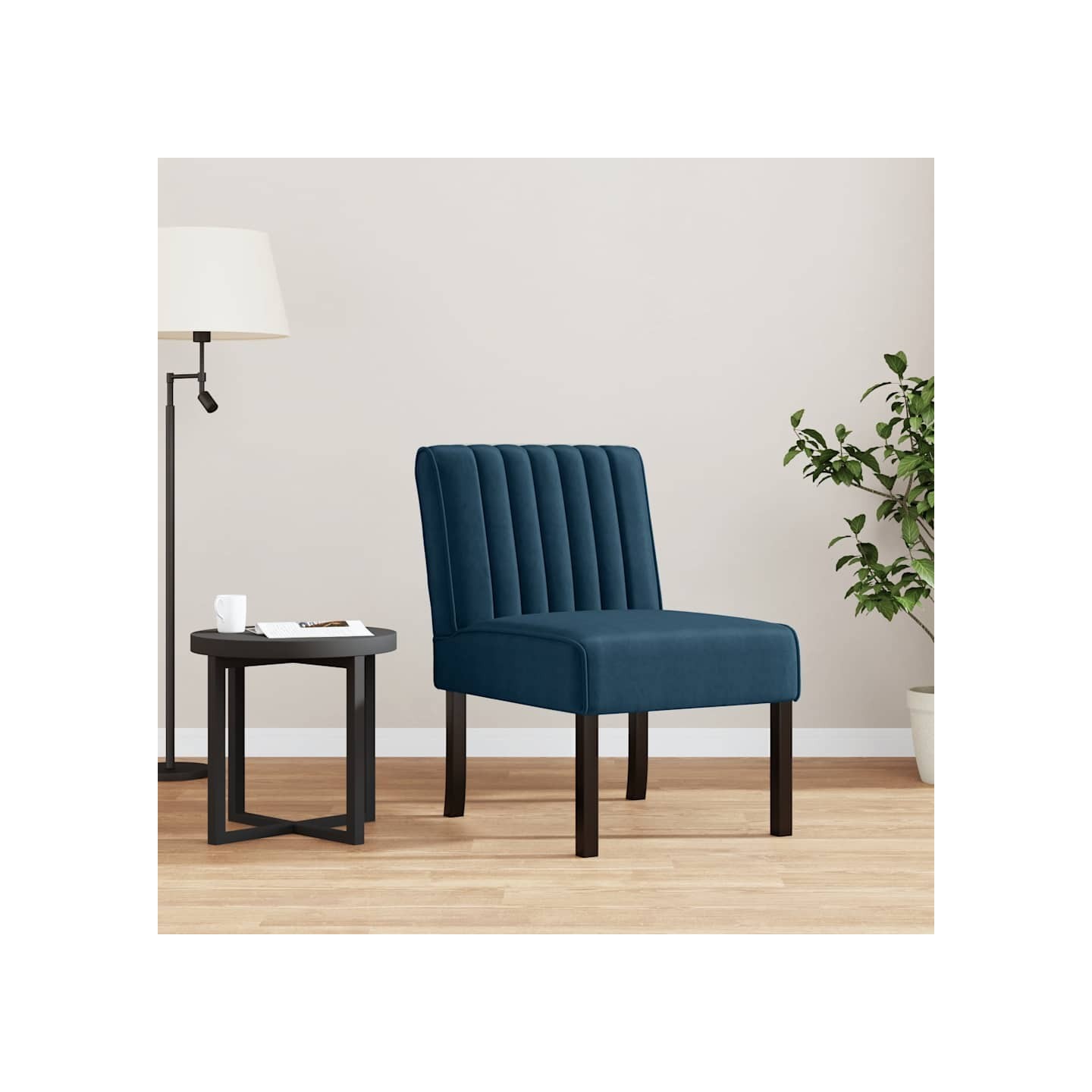 Fauteuil sans accoudoirs bleu velours