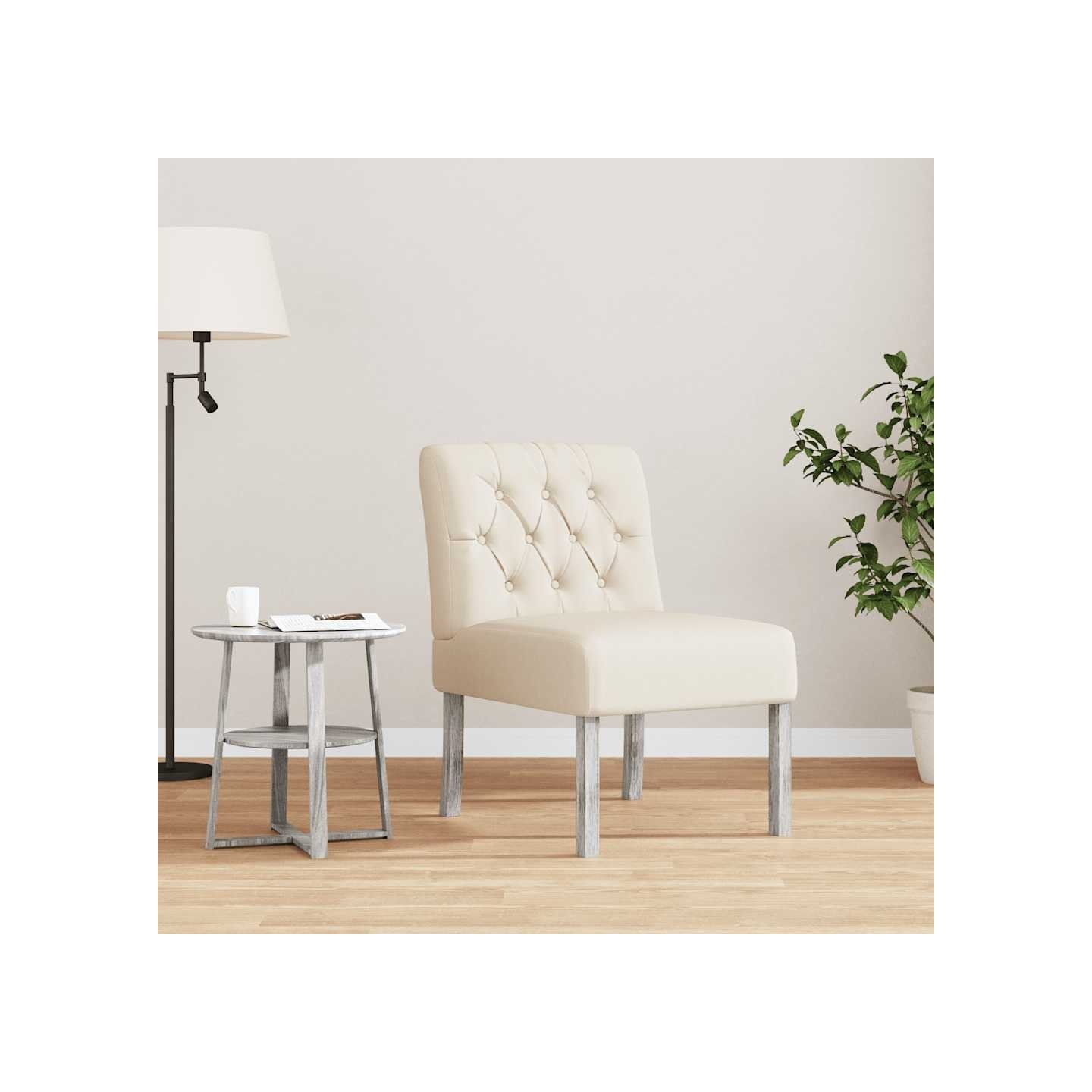 Fauteuil sans accoudoirs lin design de boutons