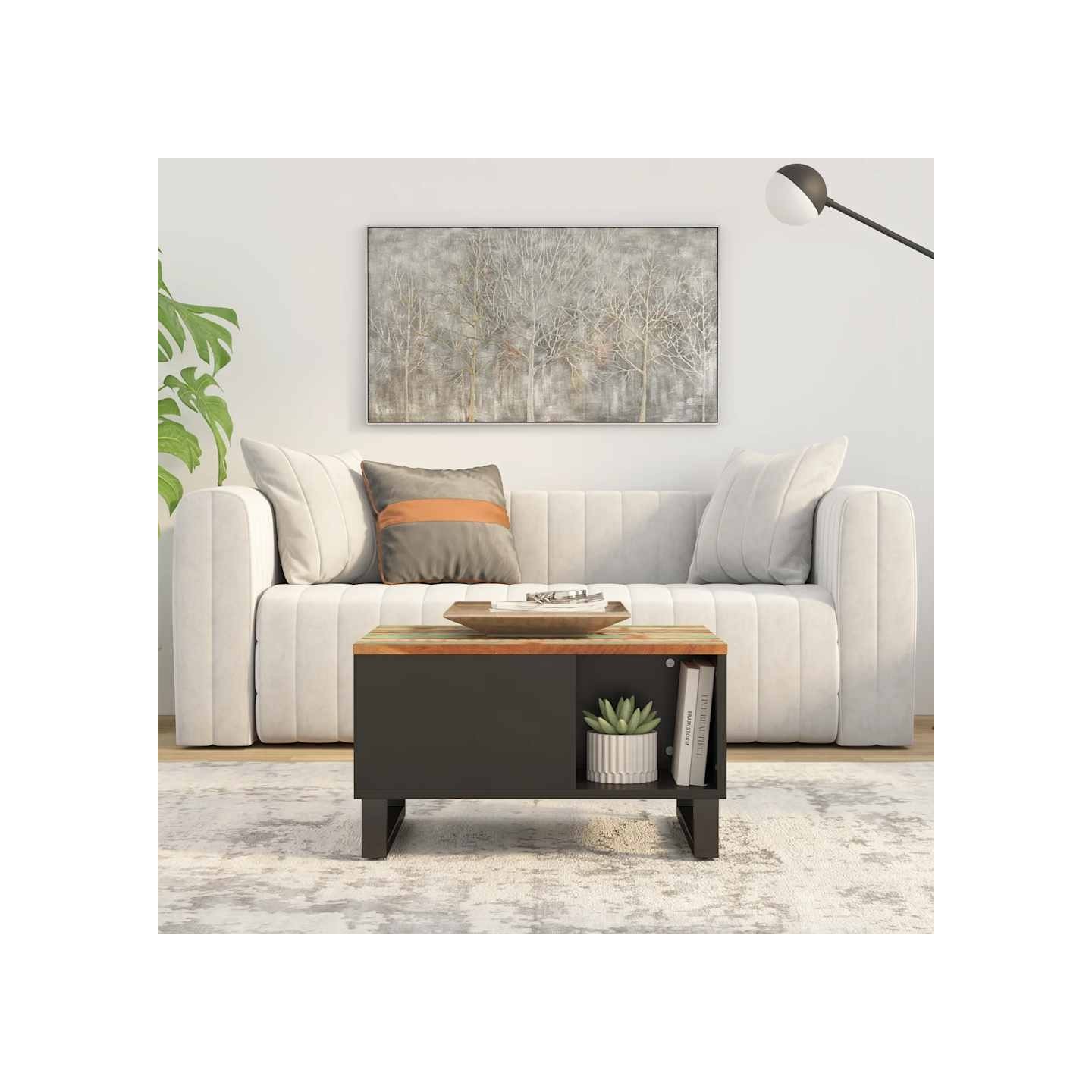 Table basse 60x50x35 cm bois de récupération massif