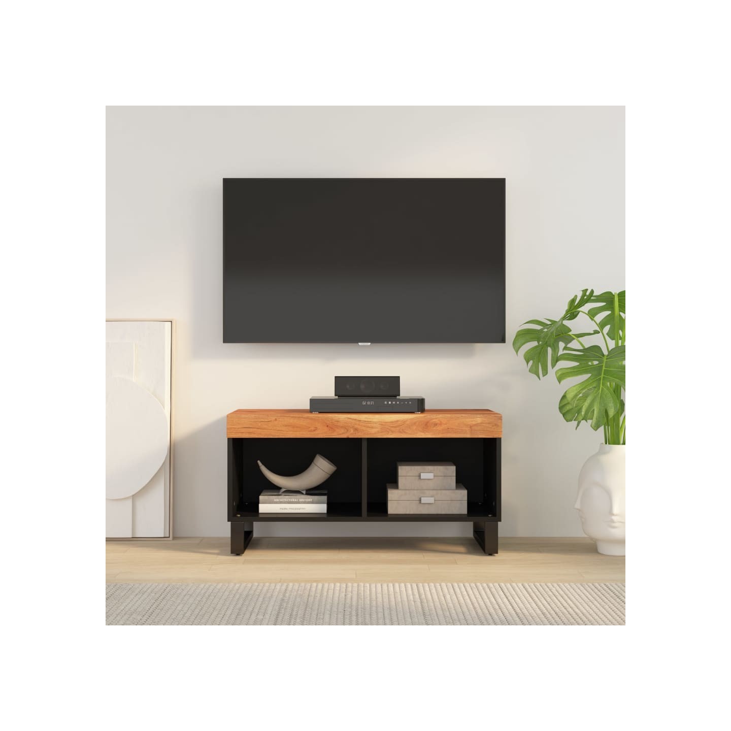 Meuble TV 85x33x43,5 cm bois d'acacia massif