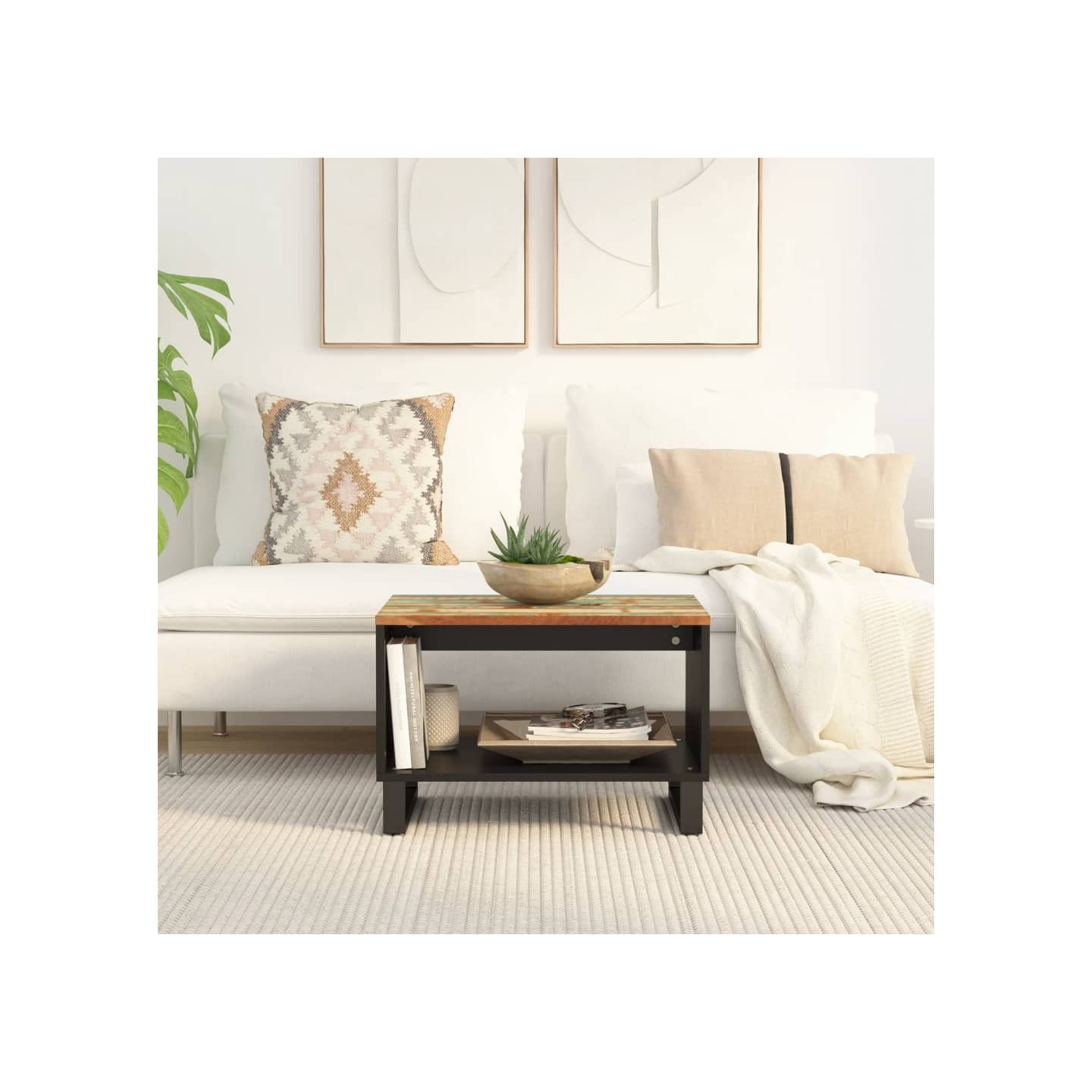 Table basse 60x50x40 cm bois de récupération massif