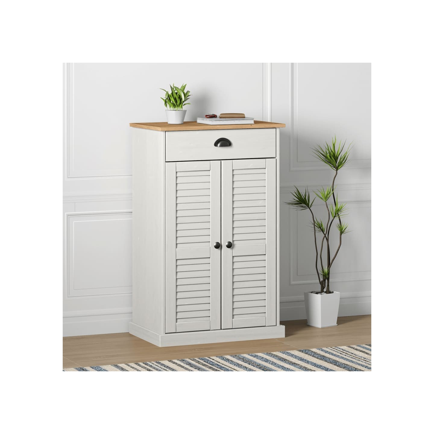 Armoire à chaussures VIGO blanc 60x35x96 cm bois massif de pin