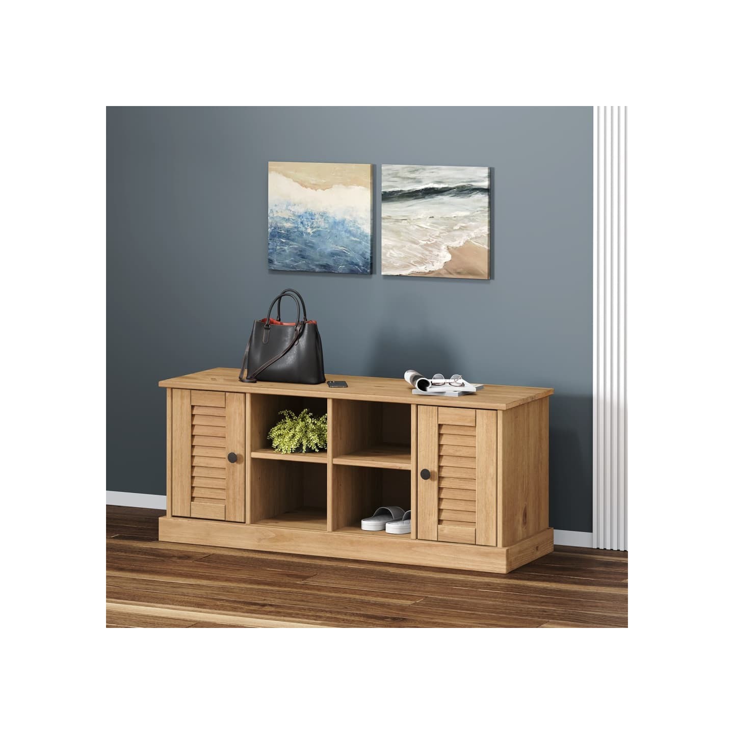 Banc à chaussures VIGO 106x35x45 cm bois massif de pin