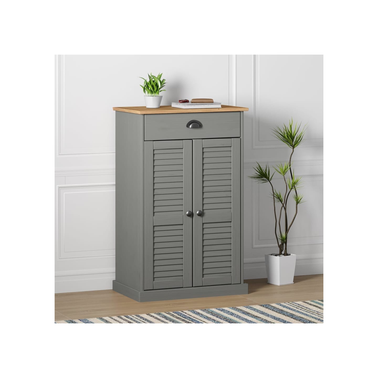 Armoire à chaussures VIGO gris 60x35x96 cm bois massif de pin