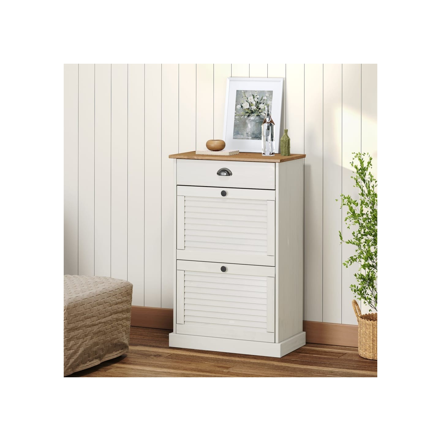 Armoire à chaussures VIGO 60x35x96 cm blanc bois massif de pin