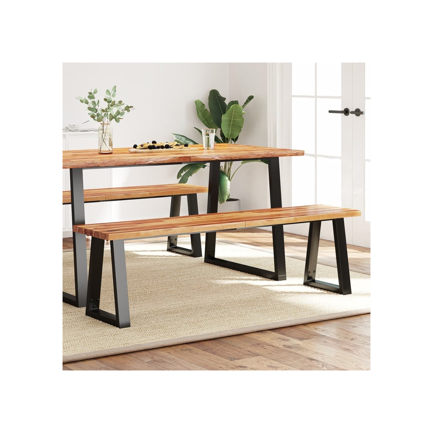 Banc avec bord vivant 160 cm bois d'acacia massif