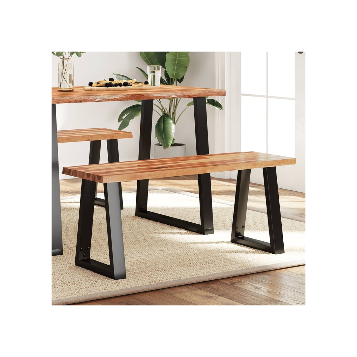 Banc avec bord vivant 110 cm bois d'acacia massif